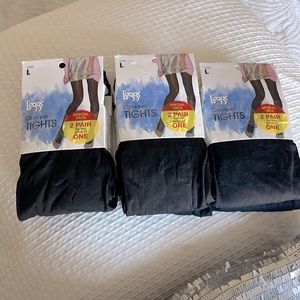 5 Pairs L’eggs Leggs Opaque Tights, Black, Size Large - incls 5 pairs